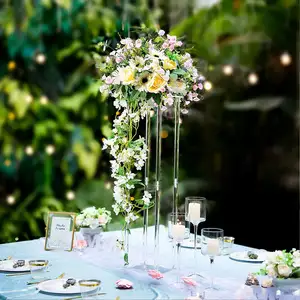 Vase de sol en acrylique Vase à fleurs transparent Pièce maîtresse de table Mariage Colonnes de support florales vintage modernes Décoration de mariage