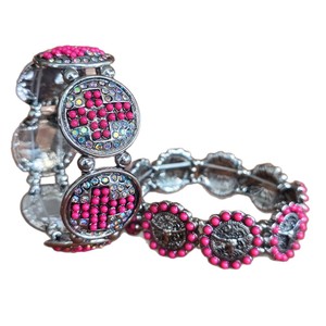 Splendido Bracciale Vintage Art Déco in Turchese Naturale - Bracciale Elastico con Concho in Turchese Stile Western - Vendita all'Ingrosso - Product Image 6