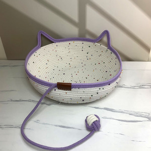 Cat <b>Bed</b> Round Cotton Rope Scratch Resistant Washable Pet Sleeping <b>Nest</b> For Cats - Product Image 4
