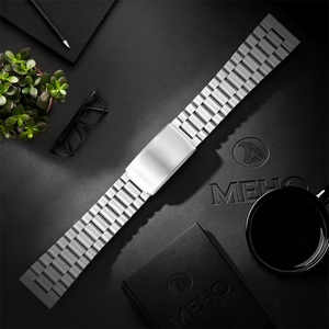 Bracelet de montre connectée de luxe en acier inoxydable 18 mm, bracelet à maillons argentés confortable, remplacement pour usage quotidien - Product Image 1