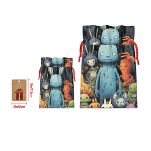 Image personnalisée Sacs-cadeaux de Noël avec cordon de serrage Fournitures de vacances pour emballage de fête - Product Image 4