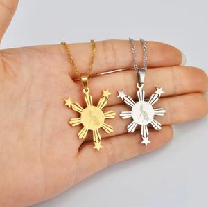 Inspire jewelry Pendentif soleil doré des Philippines avec carte du pays Collier <span class=keywords><strong>de</strong></span> carte <span class=keywords><strong>de</strong></span> <span class=keywords><strong>la</strong></span> <span class=keywords><strong>république</strong></span> des Philippines Bijoux plaqués or 18 carats - Product Image 2