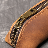 Porte-clés en cuir véritable Crazy Horse avec fermeture éclair, petite bourse à monnaie, étui à clés en cuir vintage, mini portefeuille pour homme, logo personnalisé