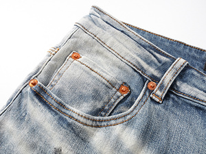   <span class=keywords><strong>Jean</strong></span> bleu clair pour <span class=keywords><strong>homme</strong></span>, style urbain, déchiré, motif éclaboussures d'encre, denim vintage délavé, coupe slim stretch, pantalon en <span class=keywords><strong>jean</strong></span> de créateur - Product Image 4