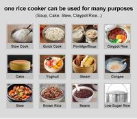 Cuisinière à riz électrique intelligente avec écran LED numérique, revêtement antiadhésif, fonction minuterie, capacité de 2 L, en plastique pour la maison