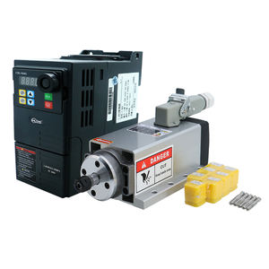 แกนหมุนเครื่องยนต์3เฟส220V 380V 24000RPM 1.5KW สี่เหลี่ยมระบายความร้อนด้วยอากาศ ER11 CNC พร้อมชุด VFD - Product Image 1