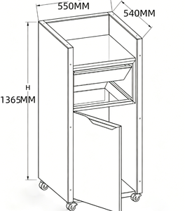 Contenedor de Basura para Restaurantes de Comida Rápida con Ruedas, Bandeja Superior y Estante Inferior, Carro de Basura Comercial para Cocina - Product Image 5