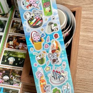 สติกเกอร์ม้วนลายการ์ตูนมาชิ 1 ม้วน วัสดุ DIY น่ารัก ทำมือ ตกแต่งสมุดบันทึก ลายโบราณยามเช้า สำหรับงานคอลลาจ - Product Image 3