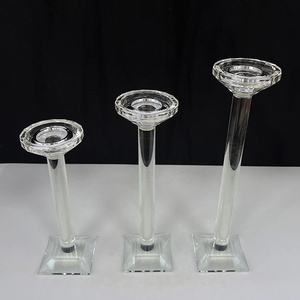 Offre Spéciale – Ensemble de 3 Chandeliers en Cristal Poli à la <span class=keywords><strong>Main</strong></span> avec Abat-jour en Verre pour Centre de Table de Mariage - Product Image 4