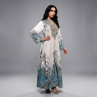 Robe longue ample et élégante en jacquard turc imprimé, respirante, style vintage, à manches longues, pour soirée musulmane, Abaya de fête 2026