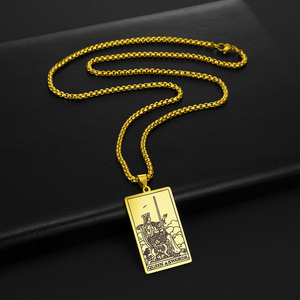 Vintage Custom Palazzo Tarocchi Mazzo di Carte Del Pendente Collana In Acciaio Inox Re Regina Cavaliere Pagina Spade Oro Reale Ha Placcato il Pendente - Product Image 4