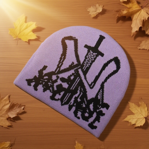 2025 nouveau gros personnalisable couleur unie clair tricoté épée Logo Y2K tendance Style doux acrylique matériel crâne bonnet casquettes - Product Image 3