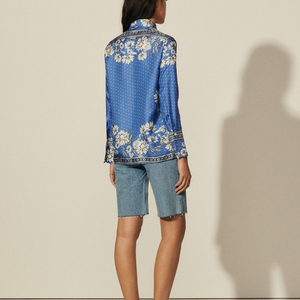Chemise <span class=keywords><strong>en</strong></span> <span class=keywords><strong>soie</strong></span> <span class=keywords><strong>chic</strong></span> pour femmes, tendance printemps, manches longues, imprimé floral vintage, boutonnée, respirante, décontractée - Product Image 4