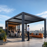 Pergola bioclimatique motorisée en aluminium Natural Gifts, toit à lames orientables rétractables, imperméable