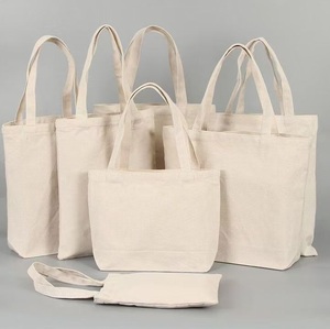 लोगो पेंटिंग के साथ कस्टम आकार और रंग खरीदारी पुनः प्रयोज्य रिक्त कपास भारी शुल्क बेज प्रिंट कैनवास टोटे बैग बैग - Product Image 4