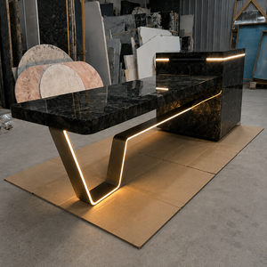 Îlot <span class=keywords><strong>de</strong></span> <span class=keywords><strong>cuisine</strong></span> moderne <span class=keywords><strong>de</strong></span> luxe avec <span class=keywords><strong>plan</strong></span> <span class=keywords><strong>de</strong></span> <span class=keywords><strong>travail</strong></span> en pierre et armoire latérale pour salon et salle à manger - Product Image 1