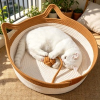 Lit confortable et mignon résistant aux rayures avec tissu en coton tissé, lit pour animaux de compagnie et accessoires jouets pour chat à usage quotidien