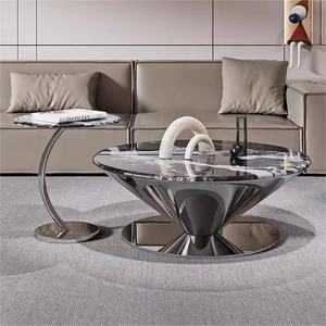 <span class=keywords><strong>Table</strong></span> <span class=keywords><strong>basse</strong></span> avec soucoupe volante en marbre Ensemble de <span class=keywords><strong>table</strong></span> centrale en acier inoxydable Mobilier de salon moderne <span class=keywords><strong>Table</strong></span> à thé ronde de luxe - Product Image 6