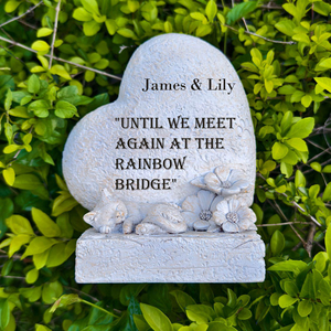 <span class=keywords><strong>Pet</strong></span> Cat-Themed Unregelmäßig geformter Harz-Gedenk stein Hand bemalte gravierte Kunst statue Regenbogen brücke Inschrift Outdoor-Modell - Product Image 4