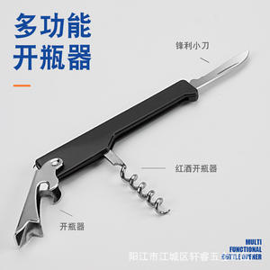 Tire-bouchon en acier inoxydable, ouvre-bouteille multifonction à conception plate pour bouteilles de vin XR90578 - Product Image 3