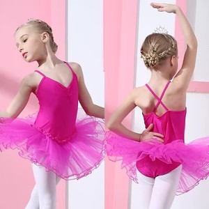 Girls Pink Ballet Tutu Dress Spandex Polyester <b>Performance</b> <b>Wear</b> Stage Dancerwear Children's Dance Costume - Product Image 5