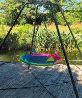 Balançoire ronde robuste de 40 pouces, balançoire nid suspendue réglable avec cordes pour enfants et adultes, pour jardin et aire de jeux extérieure