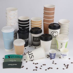 แก้วกาแฟแบบใช้แล้วทิ้งสองชั้นแบบกำหนดเองพร้อมฝาปิดกระดาษ PLA กันน้ำ สีสันสดใส - Product Image 6