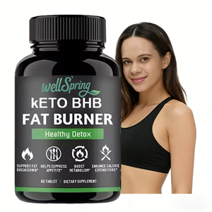 Pil Pembakar Lemak Herbal Keto <span class=keywords><strong>BHB</strong></span> WellSpring Custom Slim Plus untuk Dewasa, Detoksifikasi, Penumbuh Rambut, 60 Tablet (Tidak untuk Anak-Anak) - Product Image 2