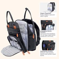 Sac à dos à langer Hasun PB02 léger et tendance en polyester bleu, motif pompon, grande capacité, pour maman, fermeture éclair de haute qualité, idéal pour les voyages