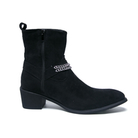 Bottes Chelsea en cuir noir de haute qualité pour homme, bout pointu, chaîne tendance, fermeture éclair, style cowboy, pointures 38-46, possibilité d'ajouter votre logo.