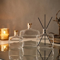 Bouteille diffuseur à roseaux en verre carrée plate vide de 100 ml, 200 ml, 500 ml pour huile parfumée, parfum, huile d'aromathérapie