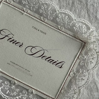 Carte de vœux de mariage en dentelle faite à la main, impression vanille, luxe, vintage, élégante, impression personnalisée, impression typographique, papier gaufré