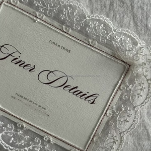 การ์ดเชิญงานแต่งงานลูกไม้ทำมือสุดหรู สไตล์วินเทจ สง่างาม พิมพ์แบบ Letterpress ลายนูน บนกระดาษออฟเซ็ต - Product Image 5