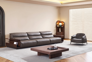 Ensemble modulaire en cuir véritable brun foncé de luxe, personnalisable, extensible, en forme de L, pour salon d'appartement - Product Image 3