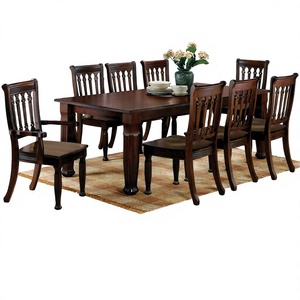 Table et chaise en bois, mobilier de salle à manger moderne, haute résistance, en caoutchouc, modèle malaisien, 210100, en STOCK, livraison gratuite - Product Image 1