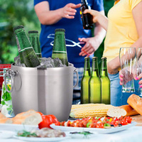 Mini contenant en acier inoxydable, 2,5 l, Double paroi, pour fête, vin, champagne, glace, Vintage, avec couvercle, vente en gros directement à l'usine