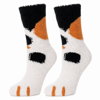 Chaussettes pour femmes en forme de patte de chat, extra épaisses, en peluche, chaudes pour l'hiver, confortables, originales, mignonnes, en tricot, chaussettes de pantoufles pour la maison