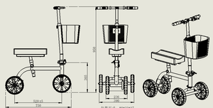 Déambulateur pliable pour adultes <span class=keywords><strong>Sinway</strong></span> avec frein, scooter économique, béquille à genou orientable avec siège - Product Image 3
