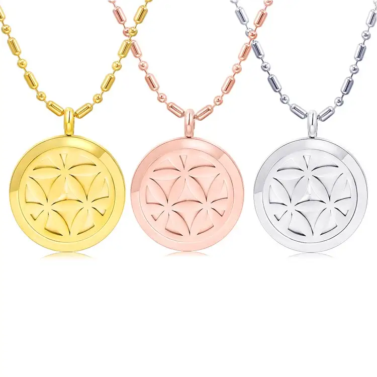 Energy Pendant Quantum Stainless Steel Charms Gold Fashion Jewelry Flower of Life Magnet Lucky Fortunate Gift with Box