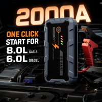 Démarreur de Voiture Portable d'Urgence 12V, Batterie de Secours Robuste 16000mAh, Crête 2000A, pour Sauvetage Automobile
