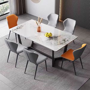 Paslanmaz çelik İtalyan tarzı lüks 6 koltuk 8 koltuk kombinasyonu lüks Modern <span class=keywords><strong>High</strong></span> End yemek odası mobilyası yemek masası - Product Image 3