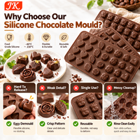 Cetakan Cokelat Silikon Bentuk Hati 3D Jinke, Cetakan Permen, Fondant, Kue, Food Grade, Anti Lengket, Dapat Digunakan Kembali, untuk Es Batu dan Jelly