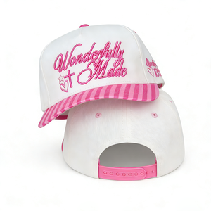 หมวกแก๊ปปักโลโก้ 3 มิติ ผ้าฝ้าย 100% สำหรับผู้หญิง 5 ชิ้น แบบสองสี ชมพู-ขาว หมวกเบสบอลแบบ snapback ไม่มีลาย - Product Image 1