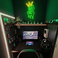 Letrero Luminoso LED USB Ajustable con Diseño de Corona y Dólares, Decoración de Pared de Acrílico Personalizada para Tiendas, Locales de Juegos, Bares y Pubs