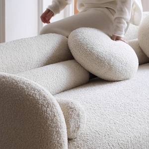 أريكة زايشاين الفرنسية الفاخرة ذات الطراز القديم باللون الكريمي الأبيض من قماش الشيربا لغرفة المعيشة، طقم أريكة ثلاثية المقاعد قابلة للتعديل للفنادق والشقق والفلل - Product Image 5