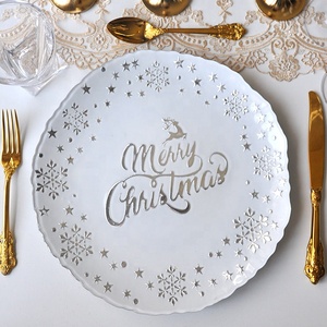 Assiettes de présentation en verre blanc en gros avec bord festonné <span class=keywords><strong>pour</strong></span> la <span class=keywords><strong>décoration</strong></span> de table de mariage et de fêtes de fin d'année - Product Image 3