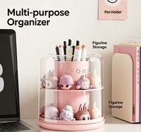 Offre Spéciale : Organisateur de Bureau Rotatif Anti-Poussière Multi-Compartiments pour Étudiants et Bureau – Rangement pour Stylos et Petites Articles de Papeterie