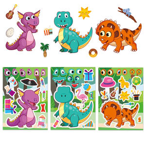 Juego de pegatinas de dinosaurio para niños Haz tu propio relleno de bolsas de regalos para fiestas de cumpleaños Favores divertidos e intercambio de regalos - Product Image 4