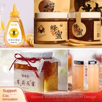 Étiquettes autocollantes personnalisées pour miel, style ferme, faites à la main, pour bouteilles de miel, emballage, logo de marque, papier couché, qualité alimentaire, colorées