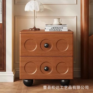 Table de chevet en bois, meuble de rangement créatif transfrontalier pour chambre à coucher, meuble de chevet multi-niveaux en bois massif sur pied - Product Image 3